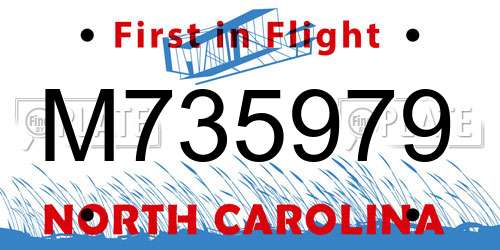 M735979 North Carolina License Plate