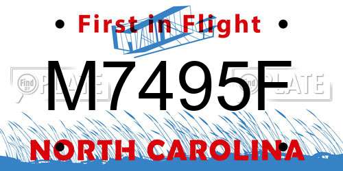 M7495F North Carolina License Plate