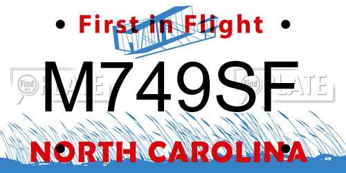 M749SF North Carolina License Plate