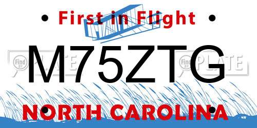 M75ZTG North Carolina License Plate