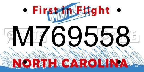 M769558 North Carolina License Plate