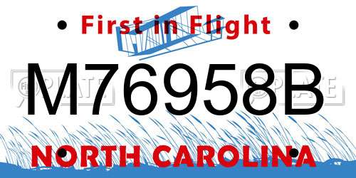 M76958B North Carolina License Plate