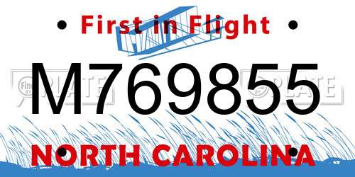 M769855 North Carolina License Plate