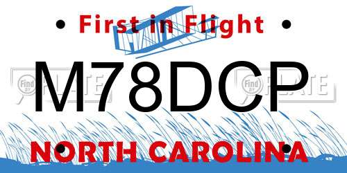 M78DCP North Carolina License Plate