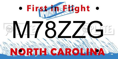 M78ZZG North Carolina License Plate