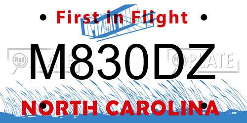 M830DZ North Carolina License Plate