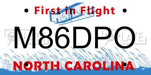 M86DPO North Carolina License Plate