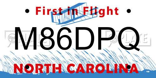 M86DPQ North Carolina License Plate