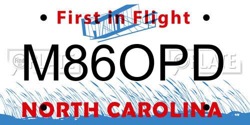M86OPD North Carolina License Plate