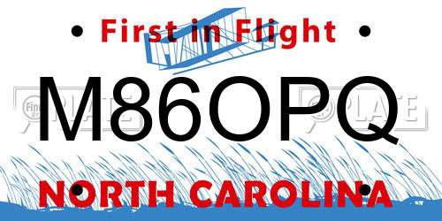 M86OPQ North Carolina License Plate