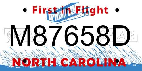 M87658D North Carolina License Plate