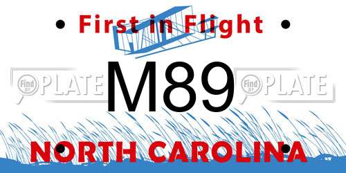 M89 North Carolina License Plate
