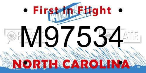 M97534 North Carolina License Plate
