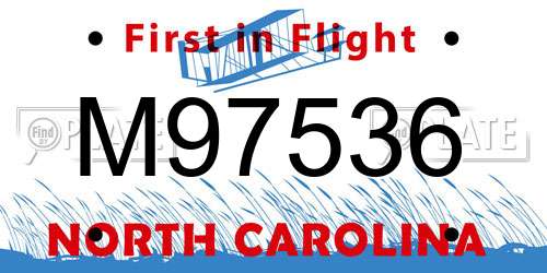 M97536 North Carolina License Plate