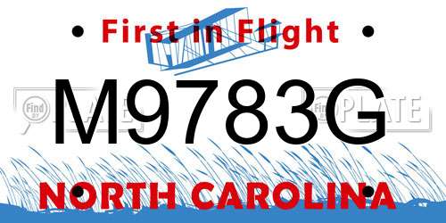 M9783G North Carolina License Plate