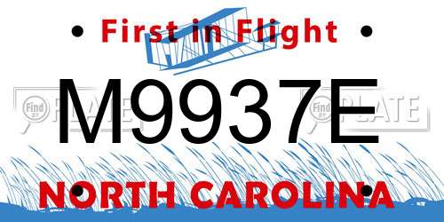 M9937E North Carolina License Plate