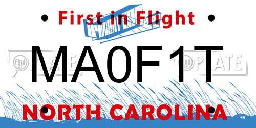 MA0F1T North Carolina License Plate
