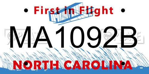 MA1092B North Carolina License Plate