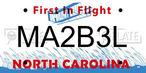 MA2B3L North Carolina License Plate