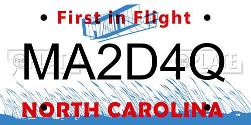 MA2D4Q North Carolina License Plate