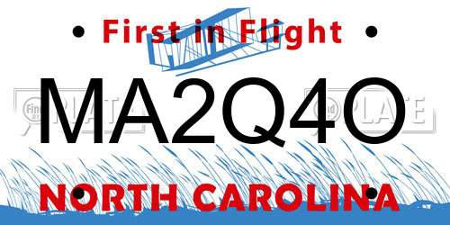 MA2Q4O North Carolina License Plate