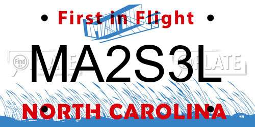 MA2S3L North Carolina License Plate