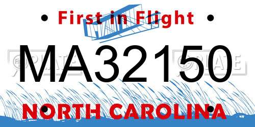 MA32150 North Carolina License Plate