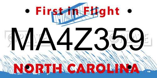 MA4Z359 North Carolina License Plate