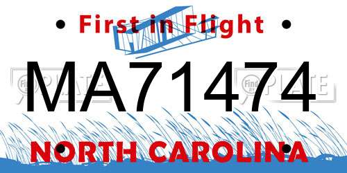 MA71474 North Carolina License Plate
