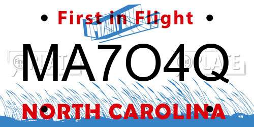 MA7O4Q North Carolina License Plate