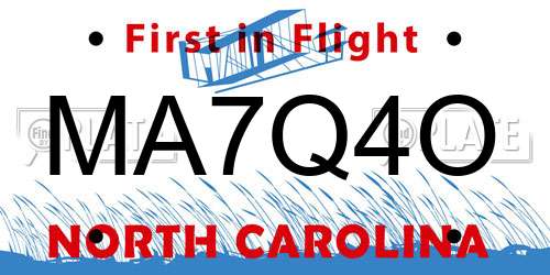 MA7Q4O North Carolina License Plate