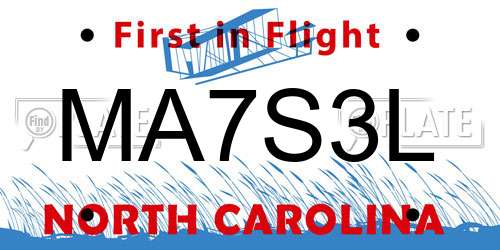 MA7S3L North Carolina License Plate