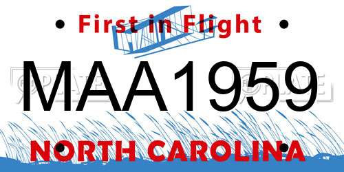 MAA1959 North Carolina License Plate