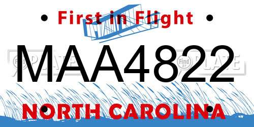 MAA4822 North Carolina License Plate