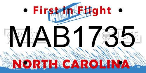 MAB1735 North Carolina License Plate