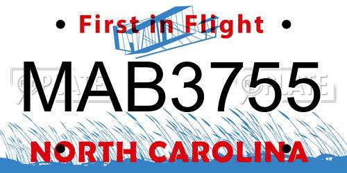MAB3755 North Carolina License Plate