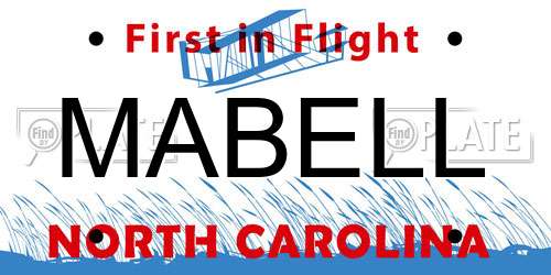 MABELL North Carolina License Plate