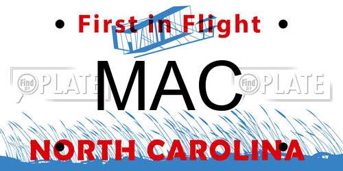 MAC North Carolina License Plate