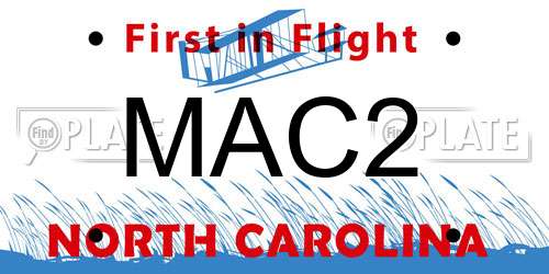 MAC2 North Carolina License Plate