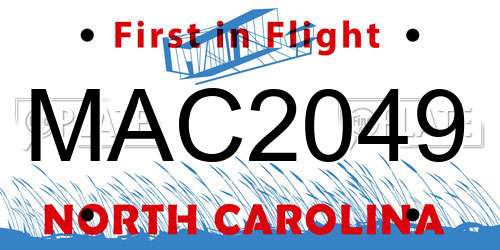 MAC2049 North Carolina License Plate