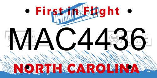 MAC4436 North Carolina License Plate