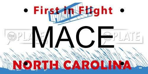 MACE North Carolina License Plate