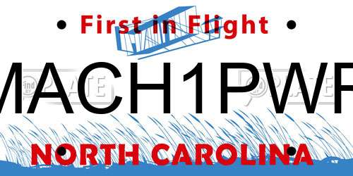 MACH1PWR North Carolina License Plate