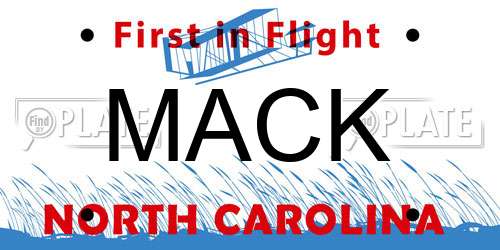 MACK North Carolina License Plate