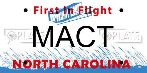 MACT North Carolina License Plate