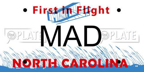 MAD North Carolina License Plate