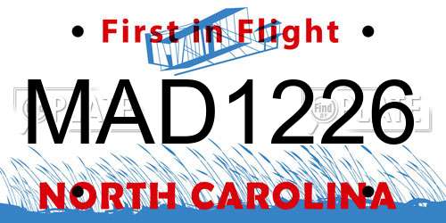 MAD1226 North Carolina License Plate