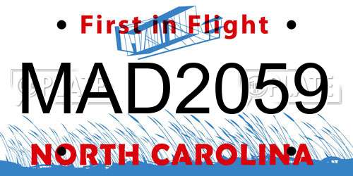 MAD2059 North Carolina License Plate