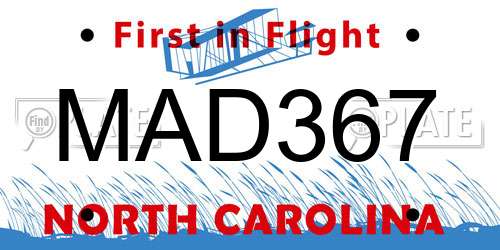 MAD367 North Carolina License Plate