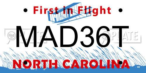 MAD36T North Carolina License Plate